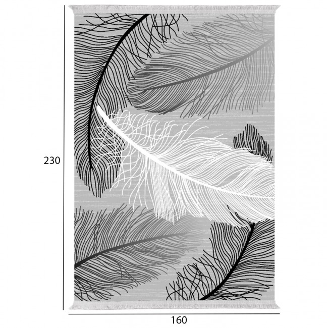 Χαλί "JOSIANE" με κρόσια από πολυεστέρα σε χρώμα γκρι/λευκό 160X230