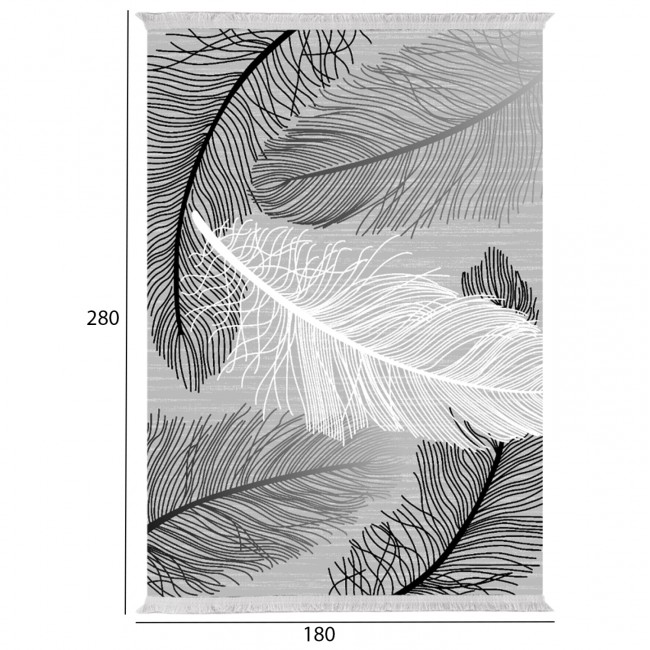 Χαλί "JOSIANE" με κρόσια από πολυεστέρα σε χρώμα γκρι/λευκό 180X280