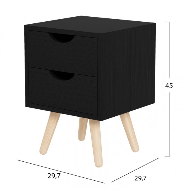 Κομοδίνο "DINKL" σε βένγκε/φυσικό χρώμα 29,7x29,7x45