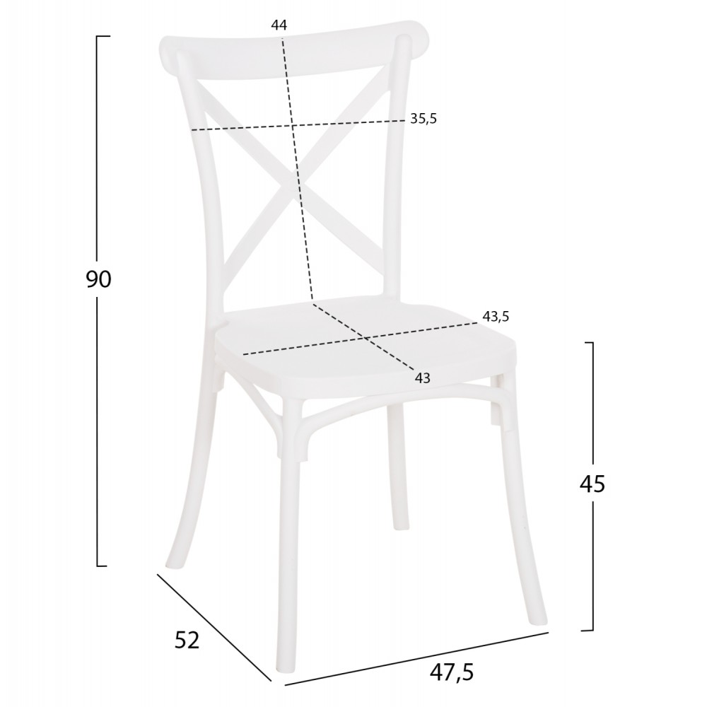 Καρέκλα "ANJI" από πολυπροπυλένιο σε χρώμα λευκό 47,5x52x90