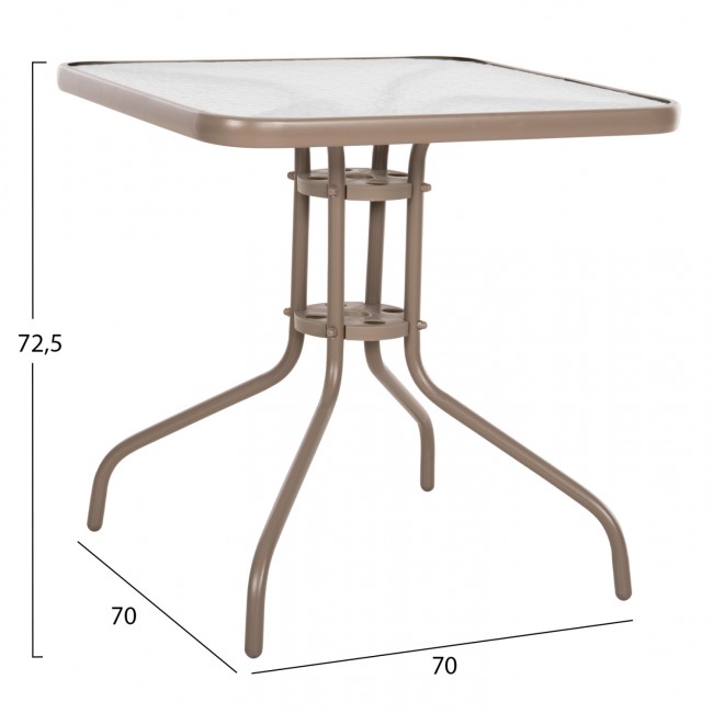 Τραπέζι εξωτερικού χώρου "FIGO" από μέταλλο σε χρώμα σαμπανί 70x70x72