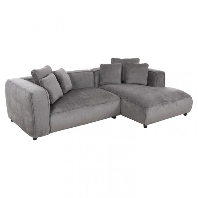 Γωνιακός καναπές "GRACE" με δεξιά γωνία από mdf/ύφασμα σε γκρι χρώμα 252x160x90