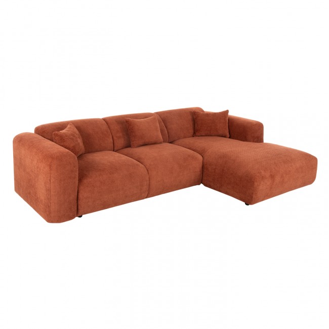 Γωνιακός καναπές "BRICKEN" με δεξιά γωνία από mdf/ύφασμα σε κεραμιδί χρώμα 282x160x72