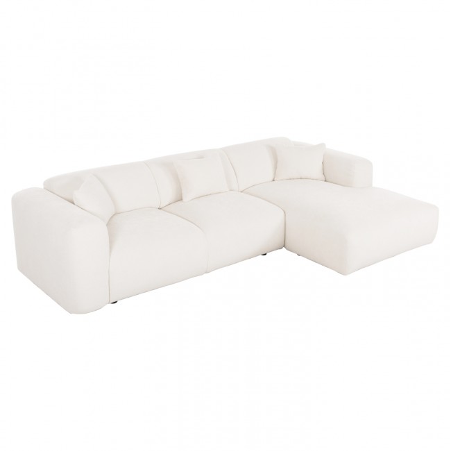 Γωνιακός καναπές "BRICKEN" με δεξιά γωνία από mdf/ύφασμα σε εκρού χρώμα 282x160x72
