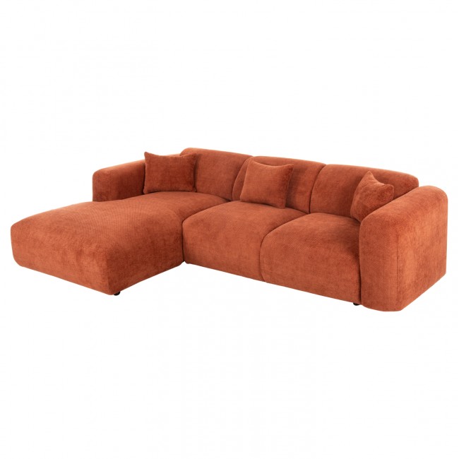 Γωνιακός καναπές "BRICKEN" με αριστερή γωνία από mdf/ύφασμα σε κεραμιδί χρώμα 282x160x72