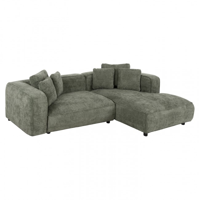 Γωνιακός καναπές "GRACE" με δεξιά γωνία από mdf/ύφασμα σε πράσινο χρώμα 252x160x90