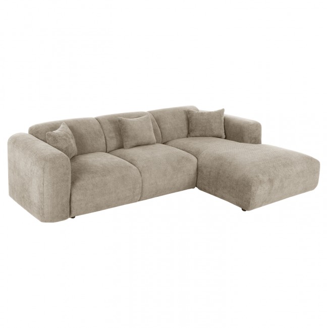 Γωνιακός καναπές "BRICKEN" με δεξιά γωνία από mdf/ύφασμα σε μπεζ χρώμα 282x160x72