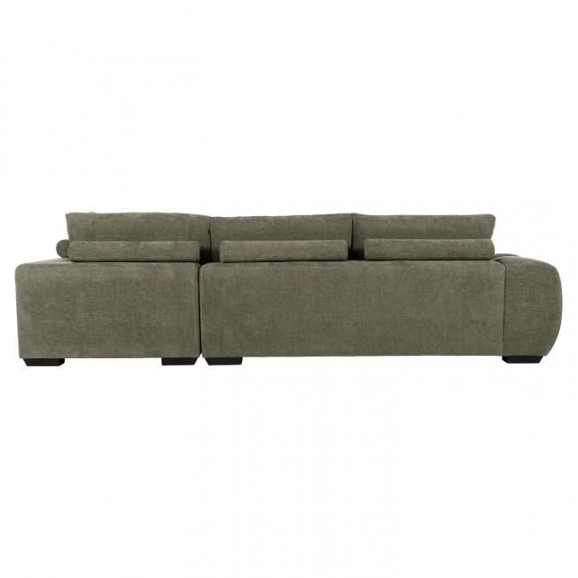 Γωνιακός καναπές "COVEN" με δεξιά γωνία από ξύλο/ύφασμα σε μαύρο/πράσινο χρώμα 298x208x85