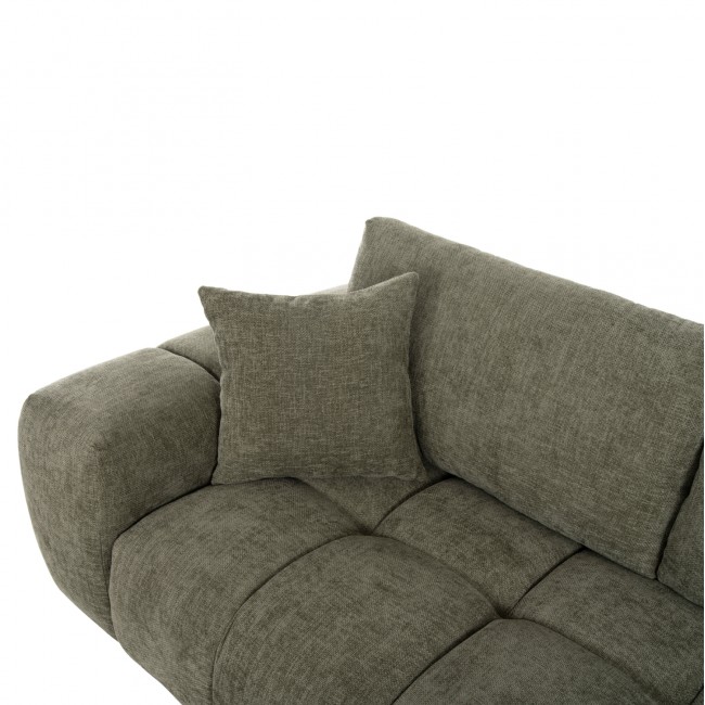 Γωνιακός καναπές "COVEN" με δεξιά γωνία από ξύλο/ύφασμα σε μαύρο/πράσινο χρώμα 298x208x85
