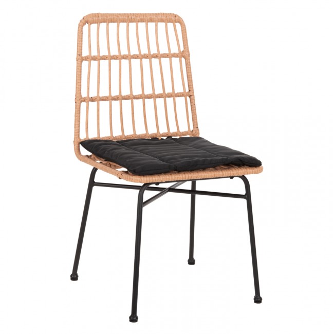 Καρέκλα "ALLEGRA" από μέταλλο/wicker σε μαύρο/μπεζ χρώμα 46,5x50x85