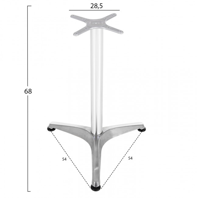 Βάση τραπεζιού από αλουμίνιο σε χρώμα χρωμίου 54x54x68
