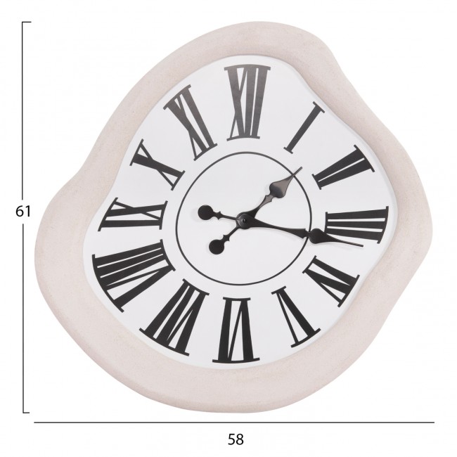 Ρολόι τοίχου "SANTORINI" από mdf σε χρώμα υπόλευκο/μαύρο 58x2.5x61