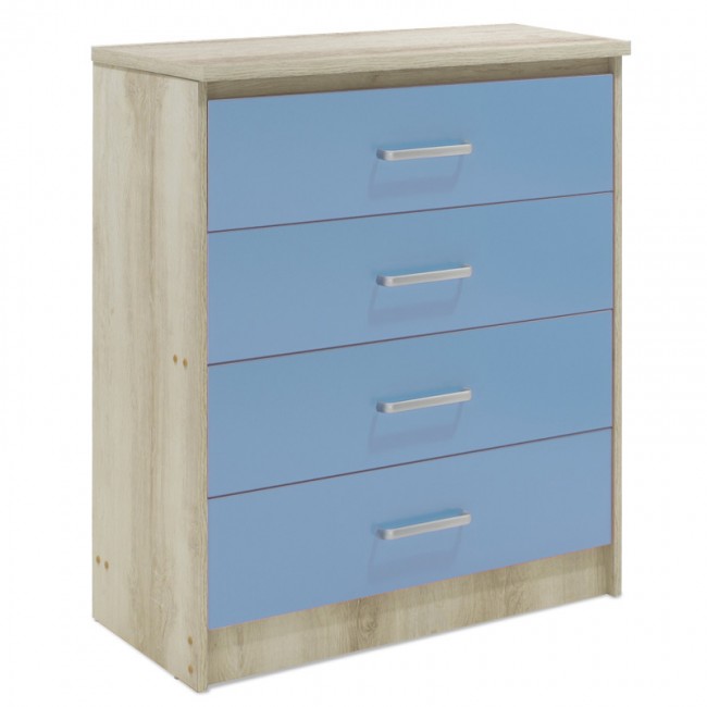 Συρταριέρα παιδική "LΟΟΝΕΥ" με 4 συρτάρια σε χρώμα castillo-μπλε 80x40x95