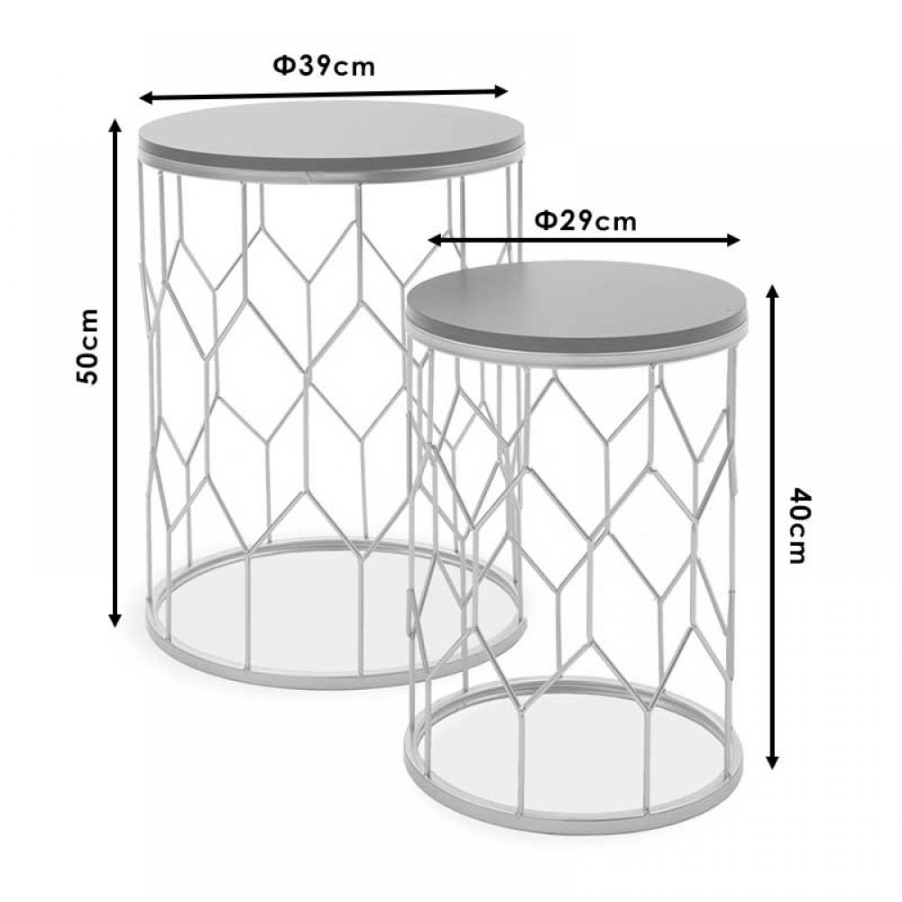 Βοηθητικά τραπέζια σαλονιού σετ 2τμχ "ZION II" από μέταλλο-mdf σε χρώμα χρυσό-μαύρο 39x39x50