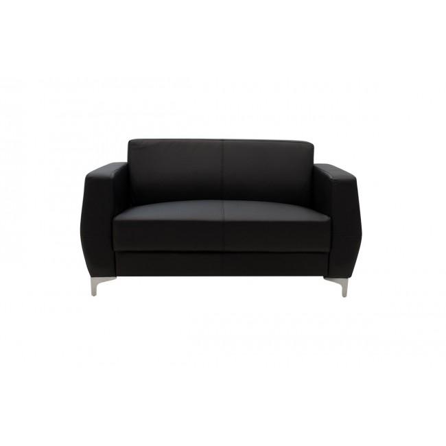 Καναπές "DERMIS" διθέσιος από inox/τεχνόδερμα σε μαύρο χρώμα 138x75x75
