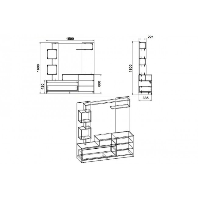 Σύνθεση σαλονιού "AIDEN" σε sonoma/λευκό χρώμα 150x38.5x160