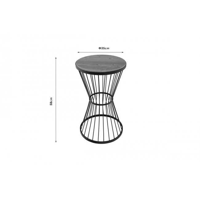 Τραπέζι βοηθητικό "YAVA" σε μαύρο/καρυδί χρώμα 35x35x58