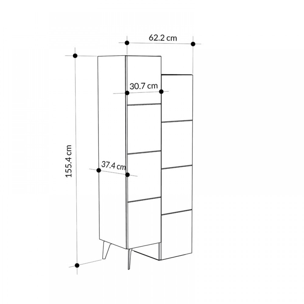 Ντουλάπι-στήλη "ROMANE" σε χρώμα λευκό 62.2x37.4x155.4