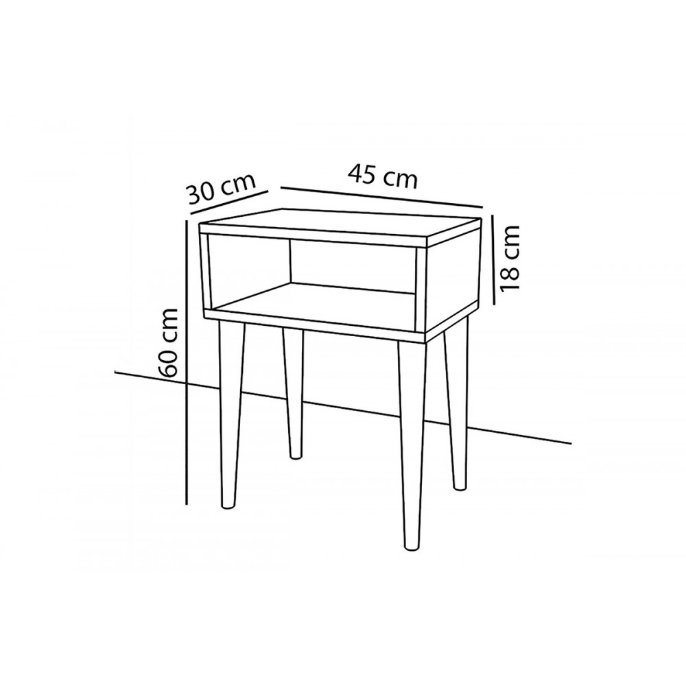 Κομοδίνο \'\'HANK\'\' σε χρώμα καρυδί 45x30x60