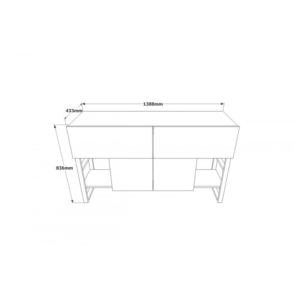 Μπουφές "JAYDON" σε χρώμα φυσικό/μαύρο 139x43x83.5