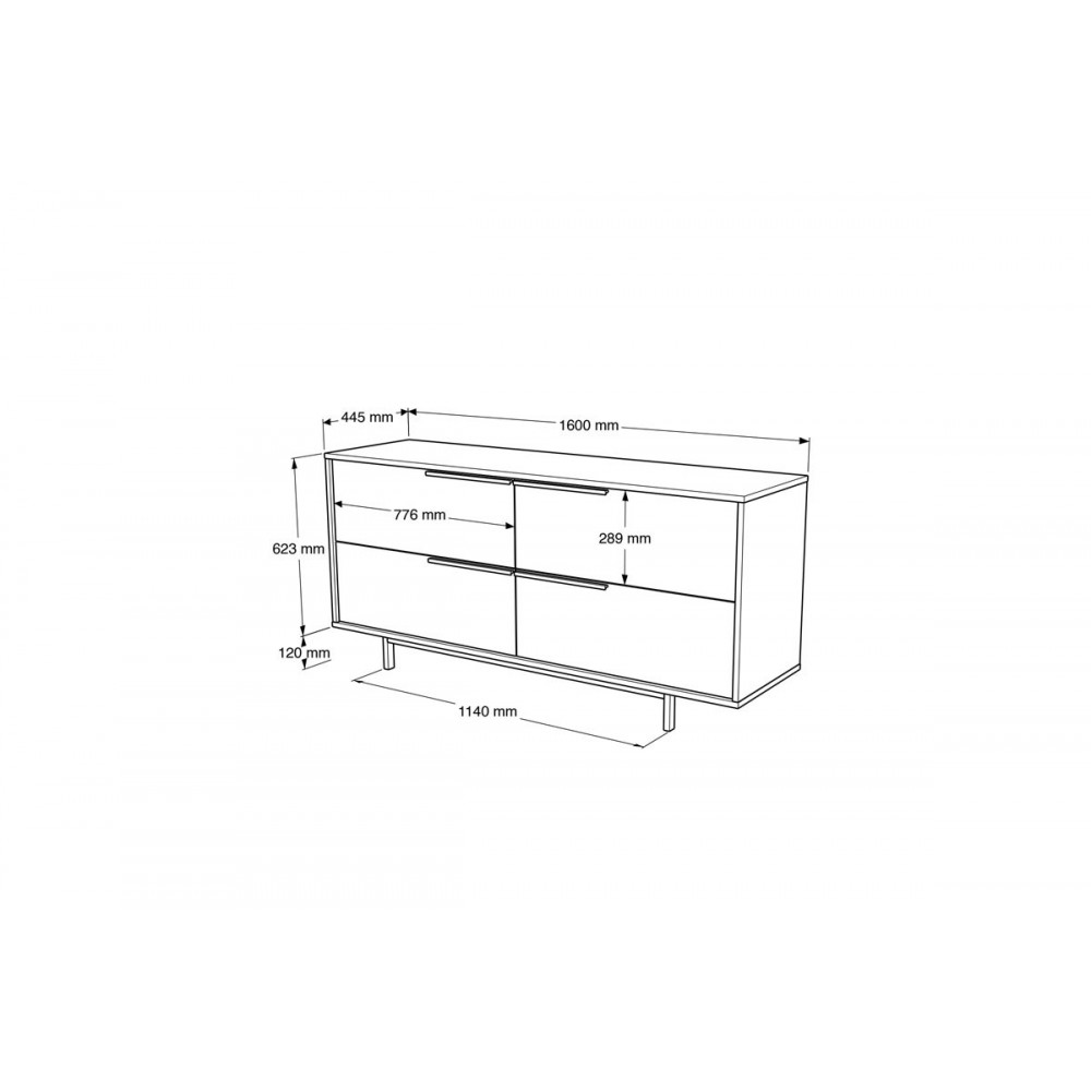 Μπουφές "LEBON" σε χρώμα λευκό/μαύρο 160x44.5x74