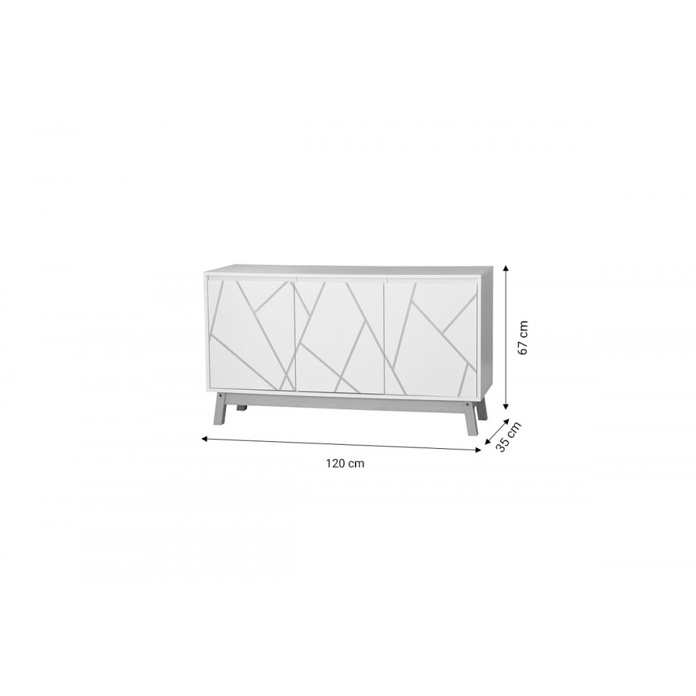 Μπουφές "ARIA" σε λευκό/φυσικό χρώμα 120x35x67