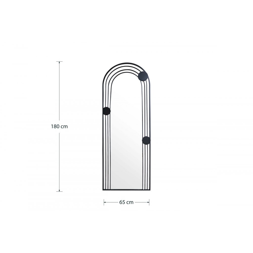 Καθρέπτης "DERWAY" από μέταλλο σε μαύρο χρώμα 65x2x180