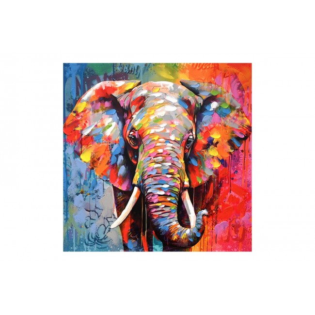 Πίνακας "ELEPHANT" σε καμβά πολύχρωμος 80x3x80