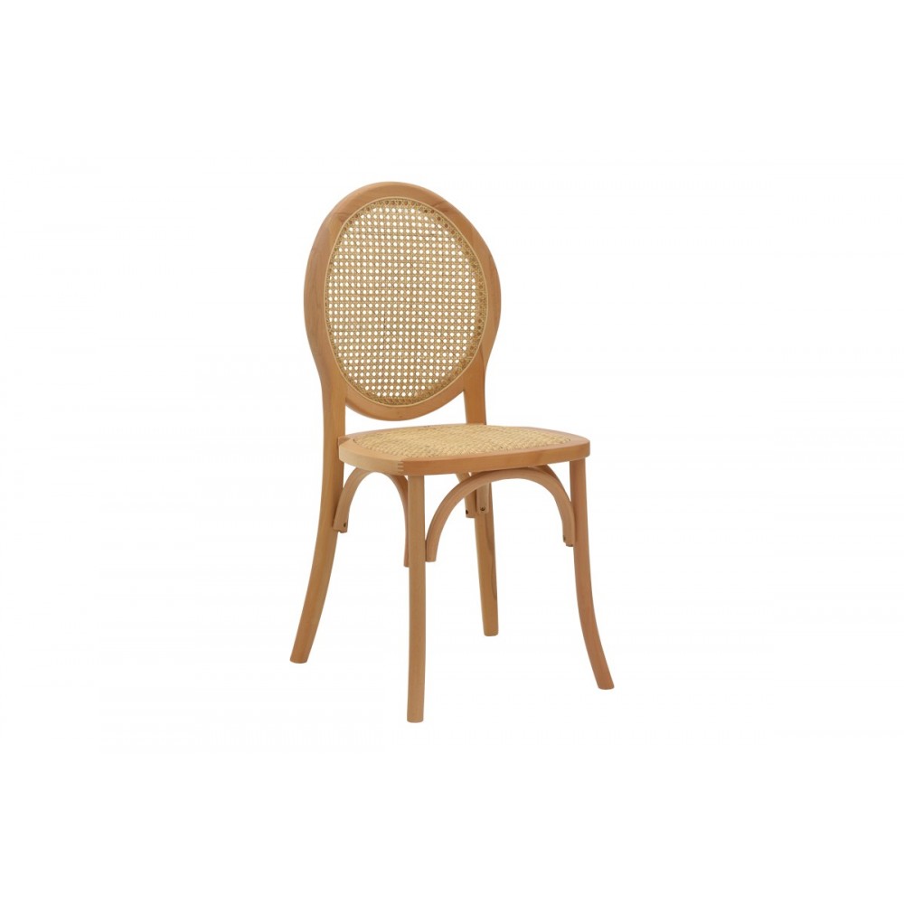 Καρέκλα "CAMIL" από ξύλο/rattan σε φυσικό χρώμα 45x50x94