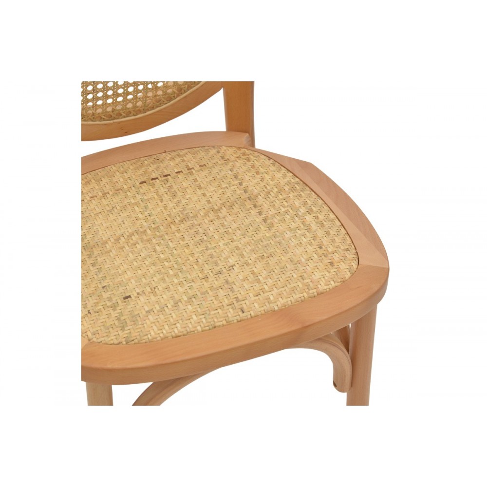 Καρέκλα "CAMIL" από ξύλο/rattan σε φυσικό χρώμα 45x50x94