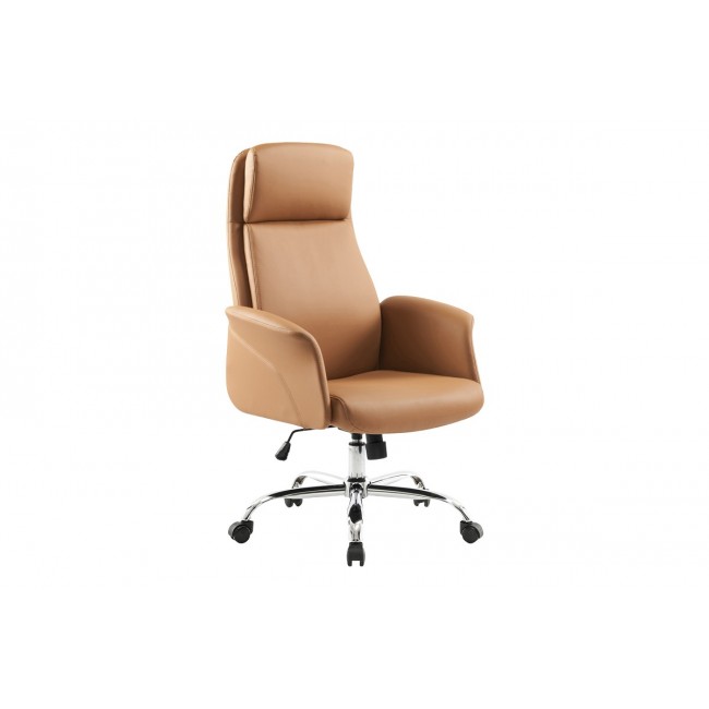 Καρέκλα γραφείου "DERJIO" από pu σε καφέ χρώμα 68x66x115