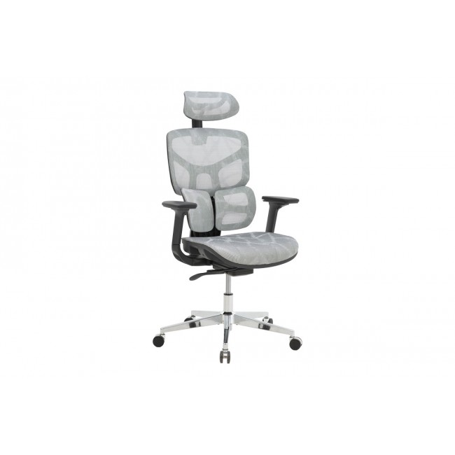 Καρέκλα γραφείου "KARLO" από mesh ύφασμα σε λευκό/μαύρο χρώμα 72x70x112