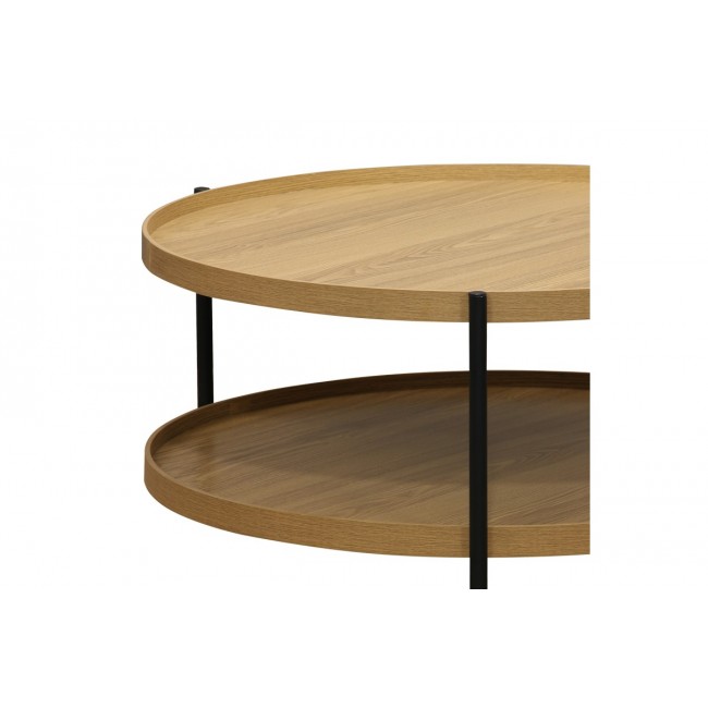 Τραπέζι σαλονιού "PORTOGIE" από mdf/μέταλλο σε φυσικό/μαύρο χρώμα Φ80x40