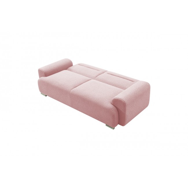Kαναπές κρεβάτι "HARMONIOUS" από μπουκλέ ύφασμα σε ροζ χρώμα 223x42x114