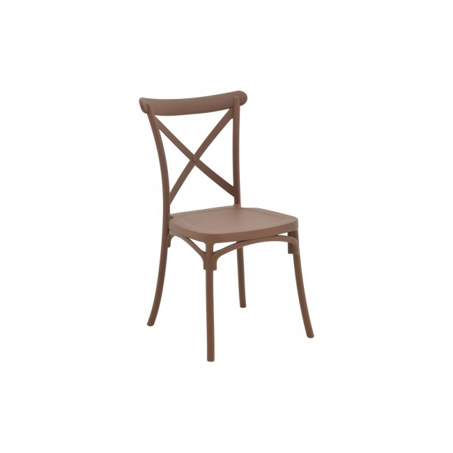 Καρέκλα "CROSSIE" από pp σε μόκα χρώμα 51x48x90