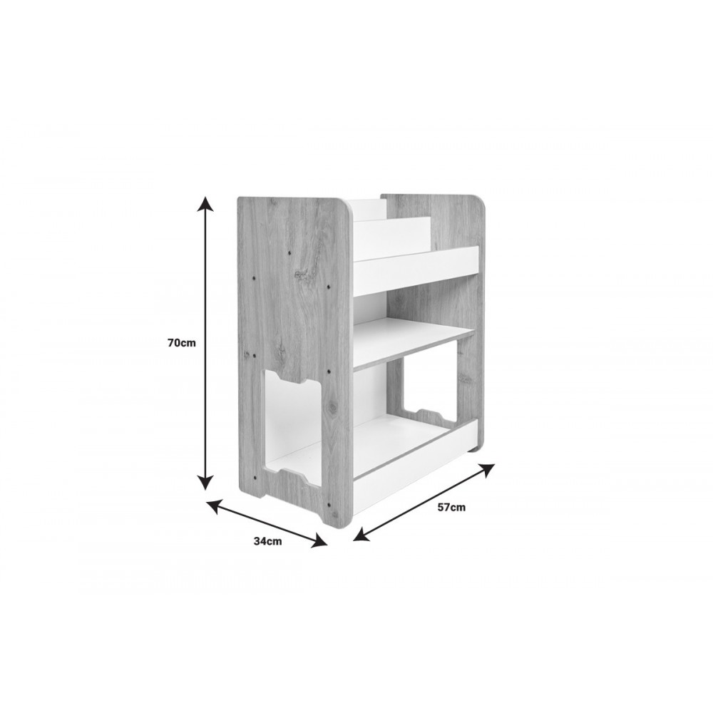 Ραφιέρα "SEAGULL" από mdf σε φυσικό/λευκό χρώμα 57x34x70