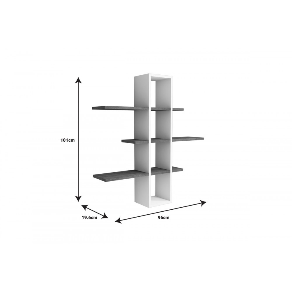 Ραφιέρα τοίχου "AKIRA" σε καρυδί/λευκό χρώμα 96x19.5x101