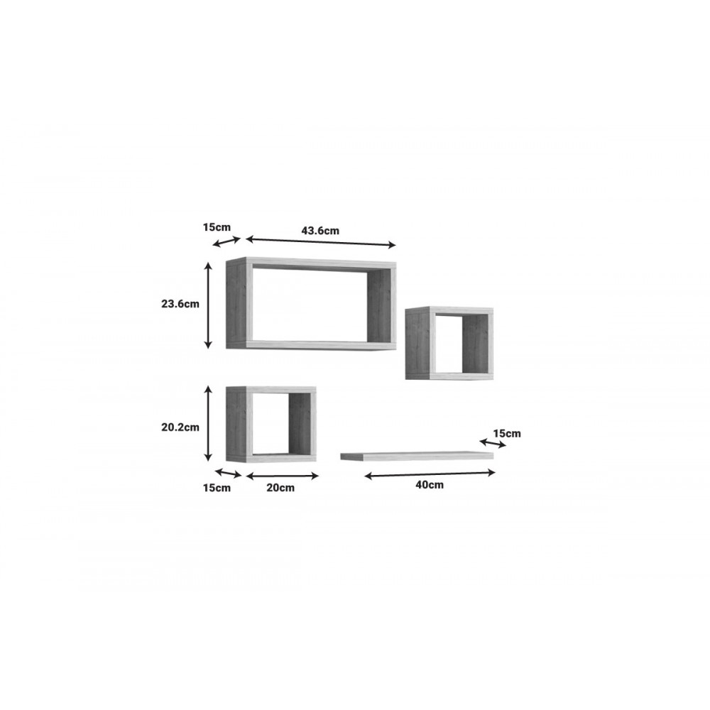 Ράφια τοίχου "BABINE" σε oak χρώμα 84x15x44