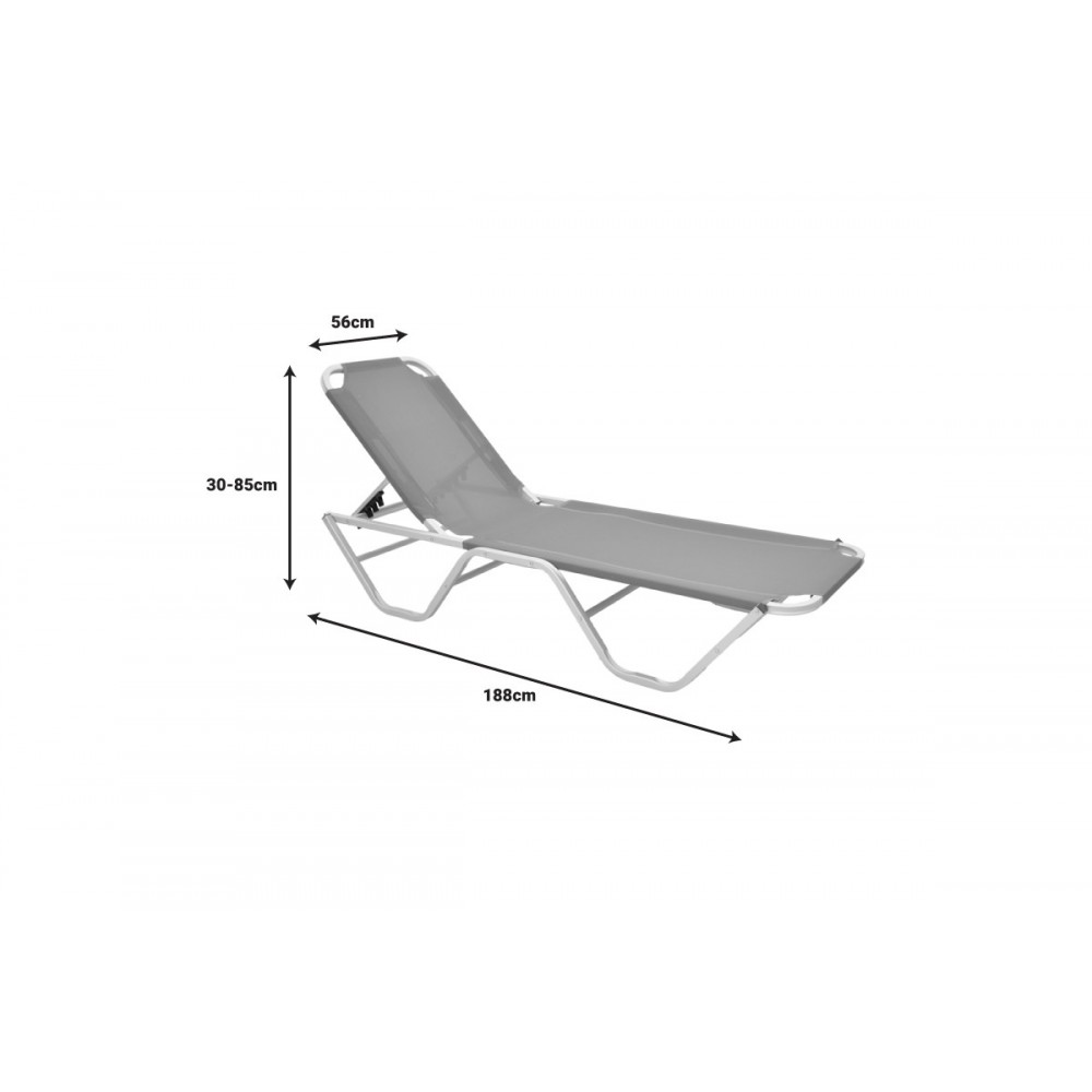 Ξαπλώστρα "DESSIE" από αλουμίνιο/textilene σε μόκα χρώμα 56x188x30