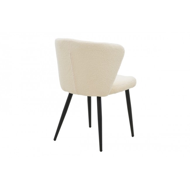 Καρέκλα "MATTIA" από μπουκλέ ύφασμα/μέταλλο σε χρώμα εκρού/μαύρο 55x53x80