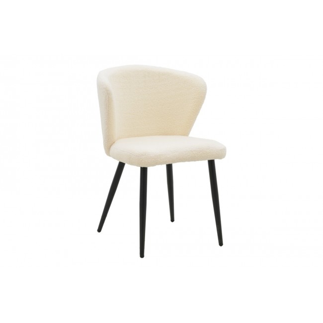 Καρέκλα "MATTIA" από μπουκλέ ύφασμα/μέταλλο σε χρώμα εκρού/μαύρο 55x53x80
