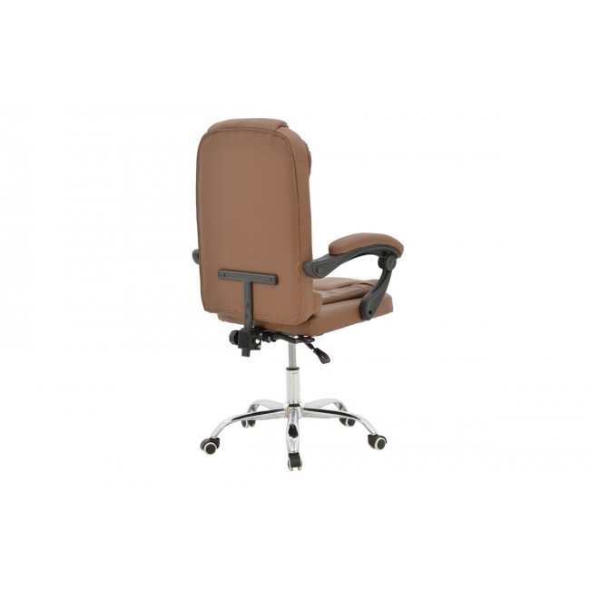 Καρέκλα γραφείου "KARDI" από τεχνόδερμα σε καφέ χρώμα 66x64x117