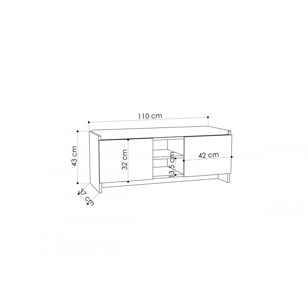 Έπιπλο εισόδου "ZULLA" σε ανθρακί/oak χρώμα 110x37x43