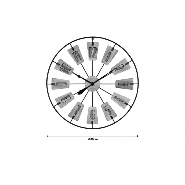 Ρολόι τοίχου "FEPO" από μέταλλο σε μαύρο χρώμα 80x3x80