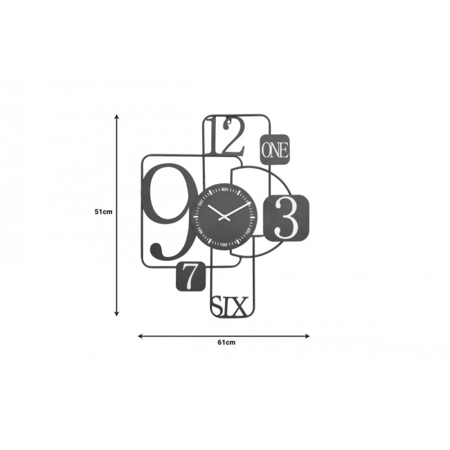 Ρολόι τοίχου "TETRA" από μέταλλο σε μαύρο χρώμα 51x3x61