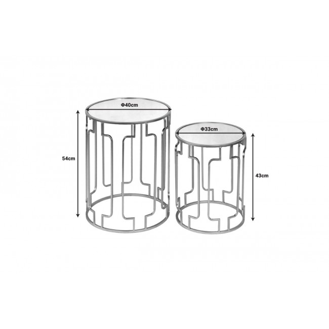 Βοηθητικά τραπέζια 2τμχ "SIENI" από μέταλλο/γυαλί σε χρυσό χρώμα Φ40x54