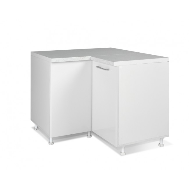 Γωνιακό ντουλάπι κουζίνας "IN MDF" σε λευκό γυαλιστερό χρώμα 100/60x100/60x85